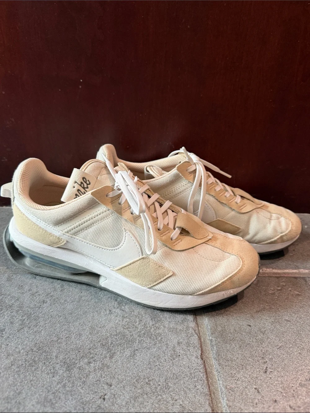 Nike Women’s Cream and White Air-Cushioned Casual Sneakers